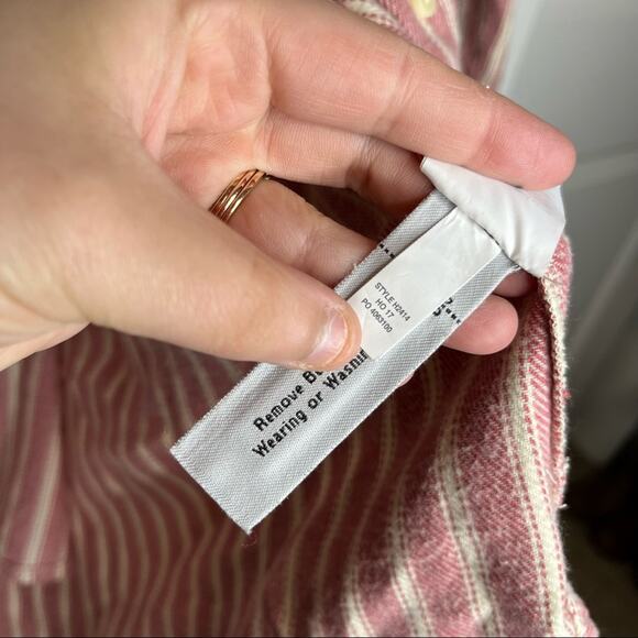 Madewell Craig Pink Stripe Ex Boyfriend Button Down Flannel Size XS - Picture 6 of 8